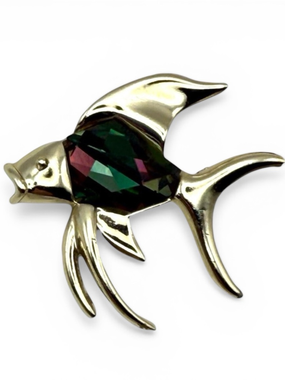 Vintage Sarah Coventry Tropicana Angel Fish Brooch Pin Watermelon Rhinestone